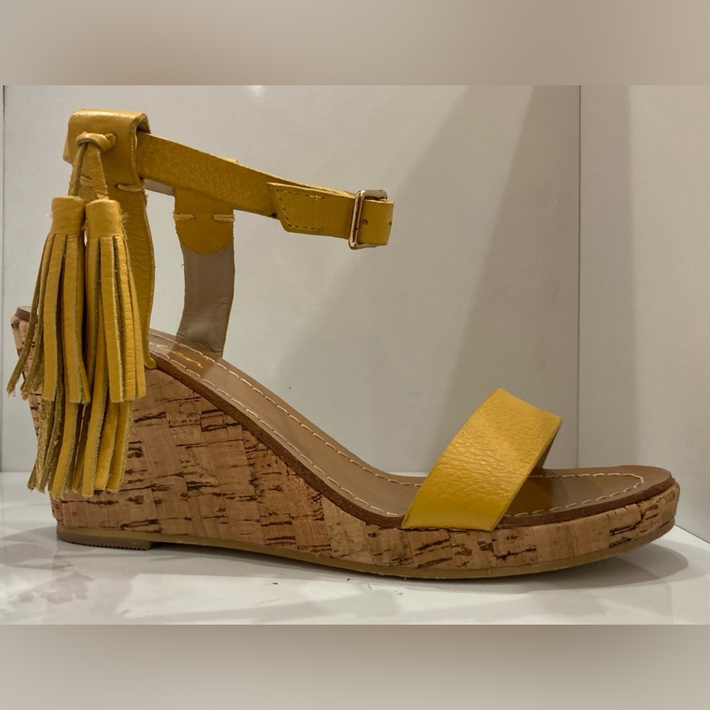 Boden Yellow Cork Wedge Sandals Size 38 (7.5 US)